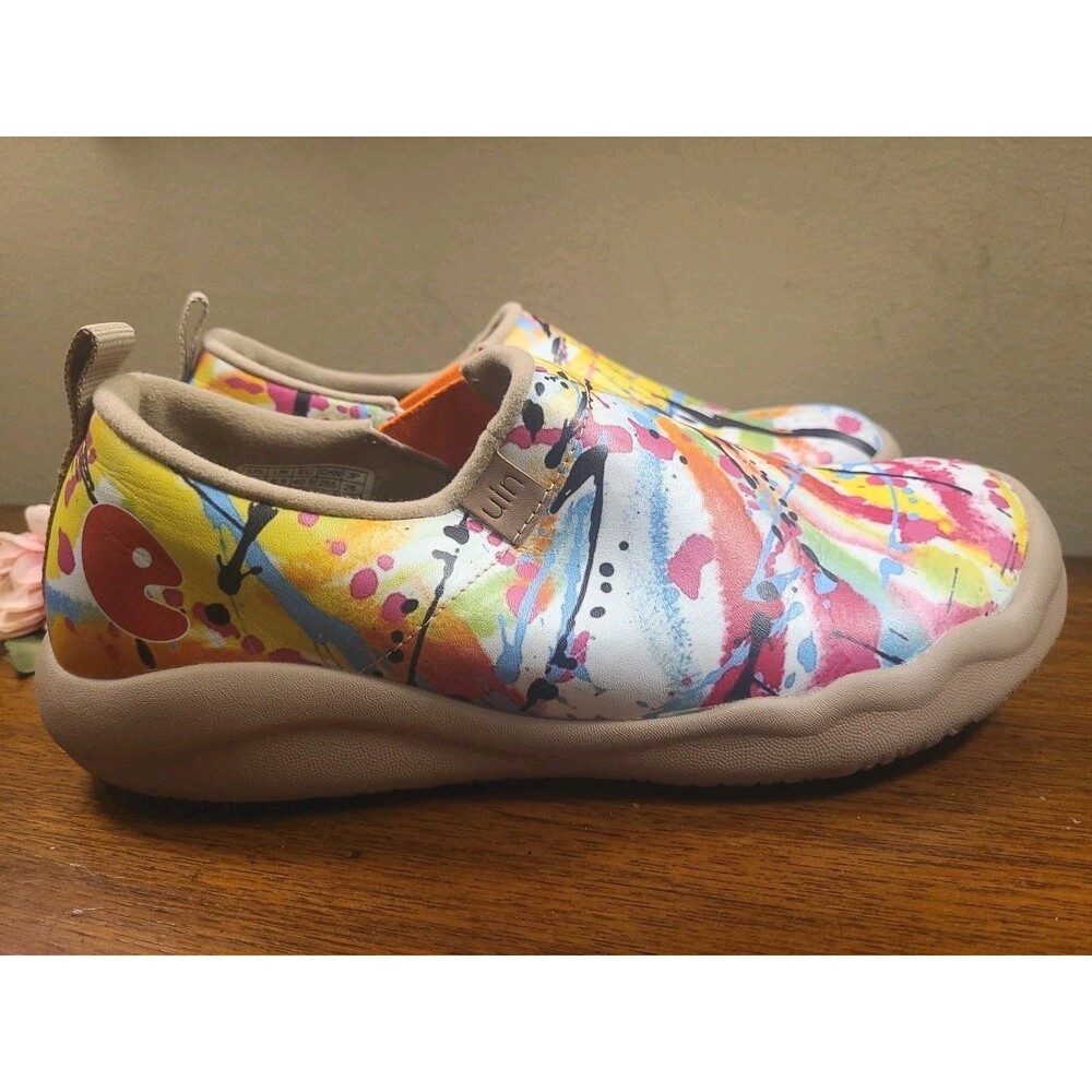 Uin Art Splashed World Comfort Walking Shoes Paint Splatter Pattern Wmns Size 9